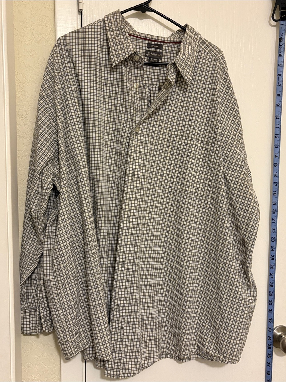 St. John's Bay Men's Plaid Button-Down Shirt in Gray and White